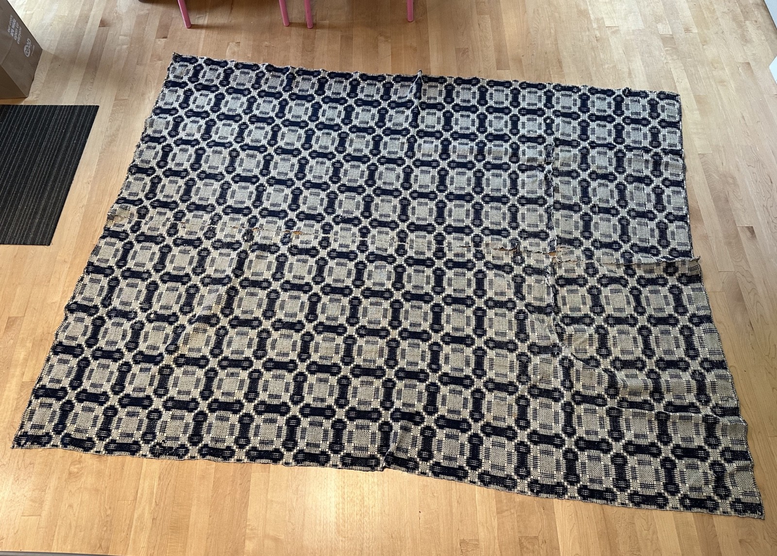 Beautiful Antique Linsey-Woolsey Blanket Coverlet Early 1800's 68 Beautiful Antique Linsey-Woolsey Blanket Coverlet Early 1800's 68