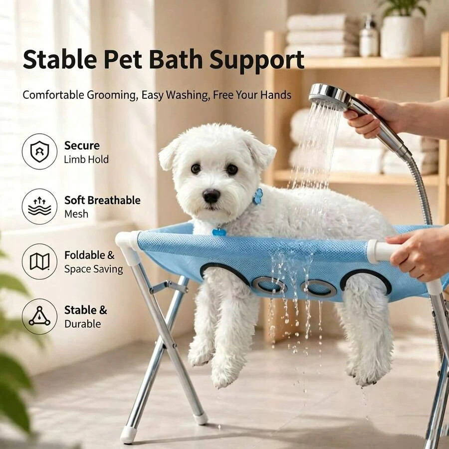 NEW Pet Grooming Hammock With Stand, Foldable Design, Holds Up To 165 Lbs
