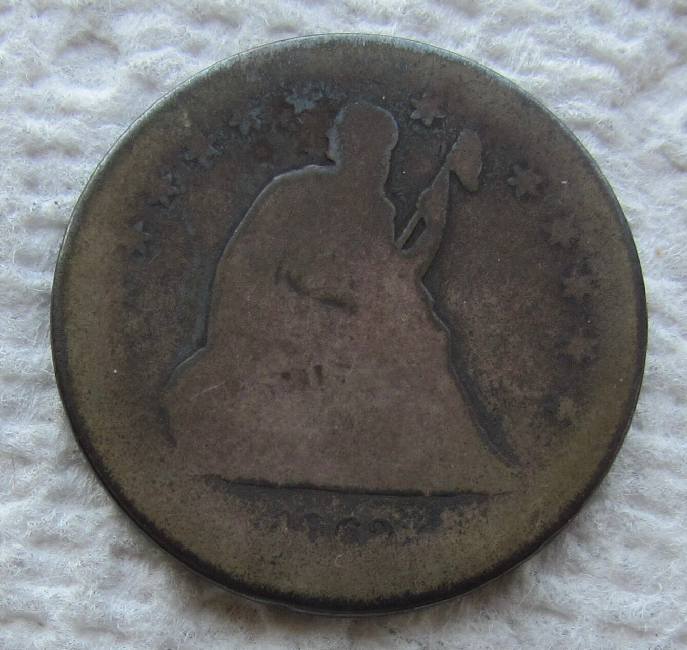 1862-S  Seated Liberty Quarter Rare Key Date San Francisco Well Worn Hole Filler