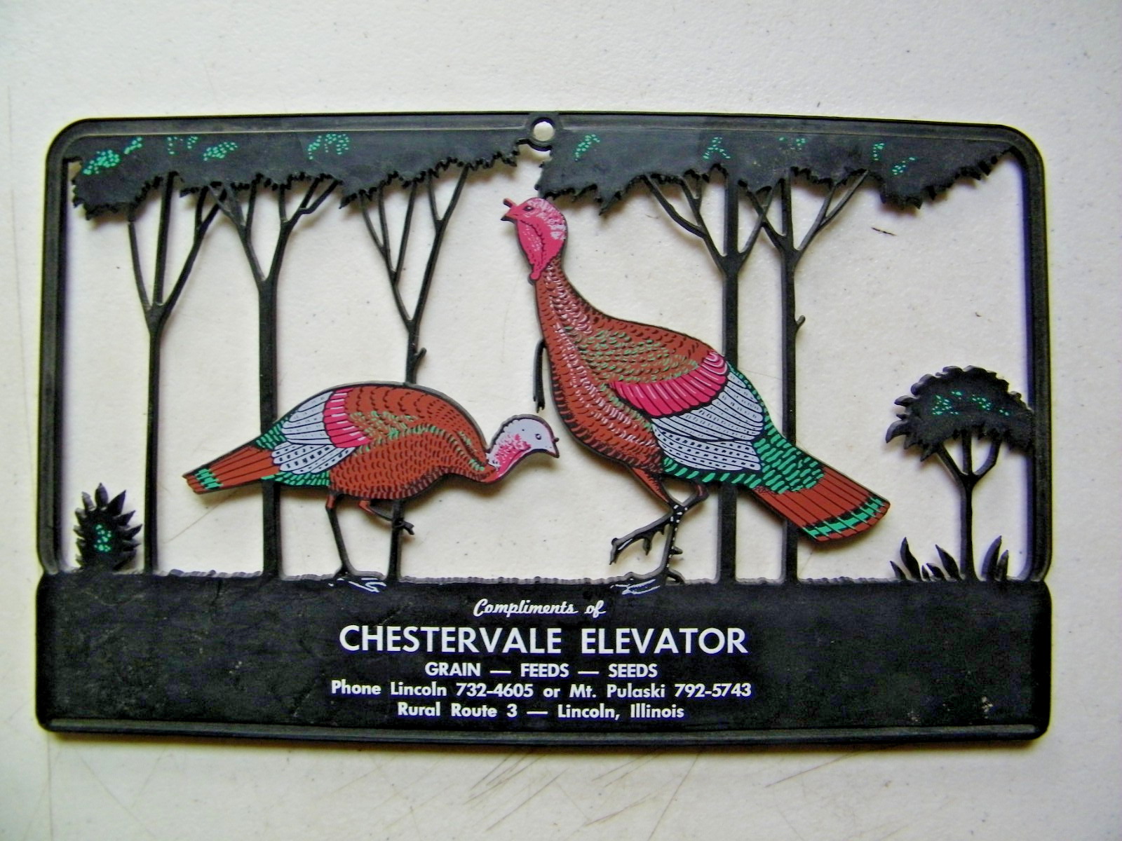 Vintage Chestervale Elevator Wall Hanging Lincoln IL. Turkeys