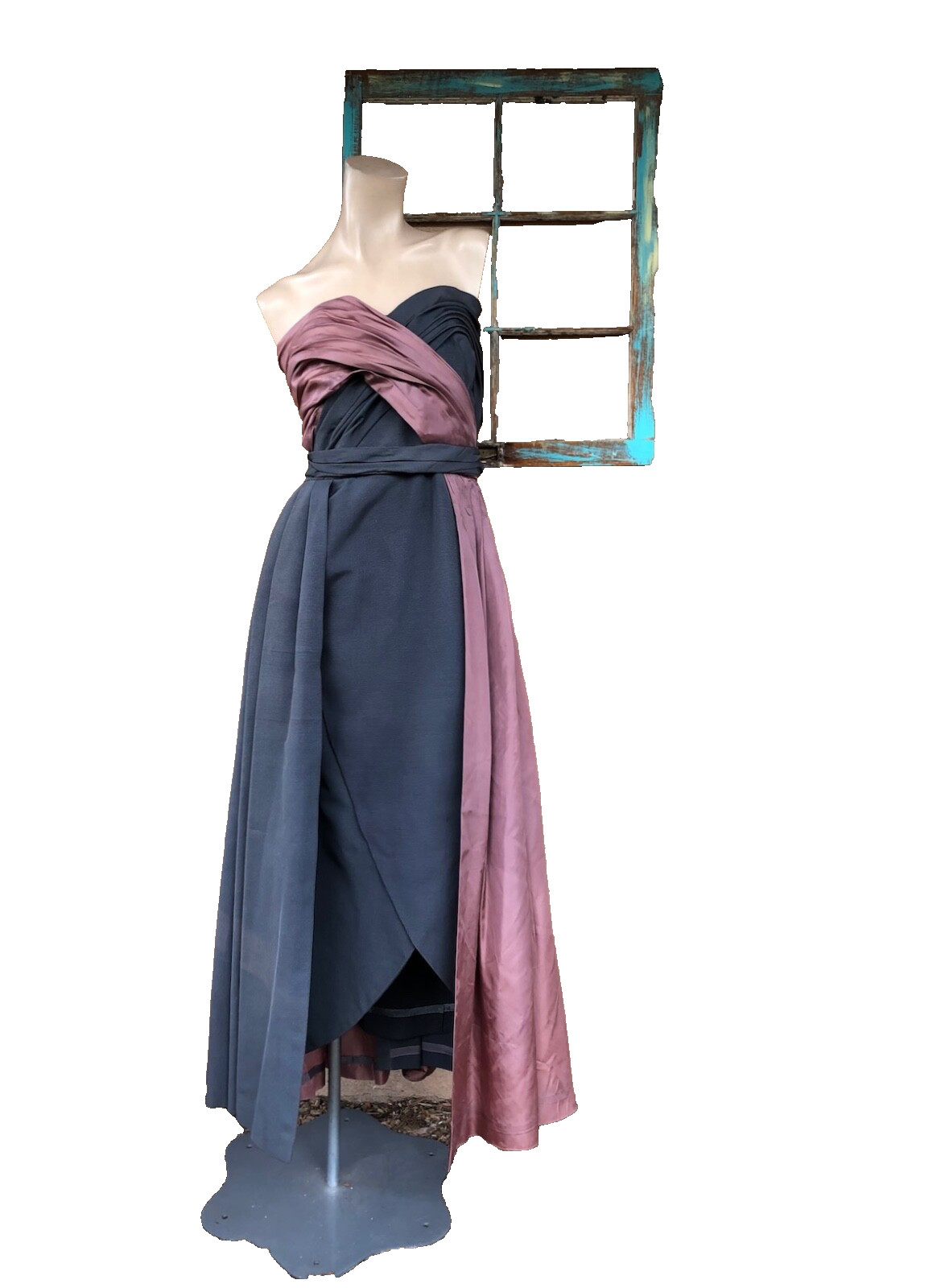 Silk Moire Evening Gown VTG 1950s B36 W27 Nanty Paris NY