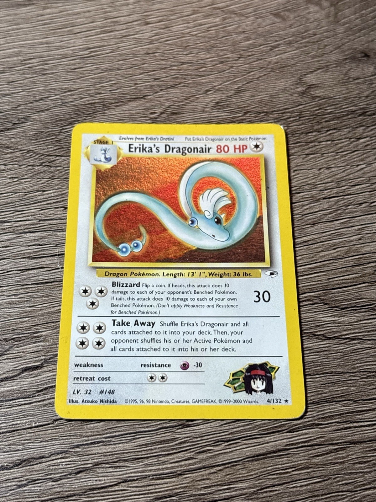 Pokémon TCG Erika's Dragonair Gym Heroes 4/132 Holo Rare Pokémon TCG Erika's Dragonair Gym Heroes 4/132 Holo Rare