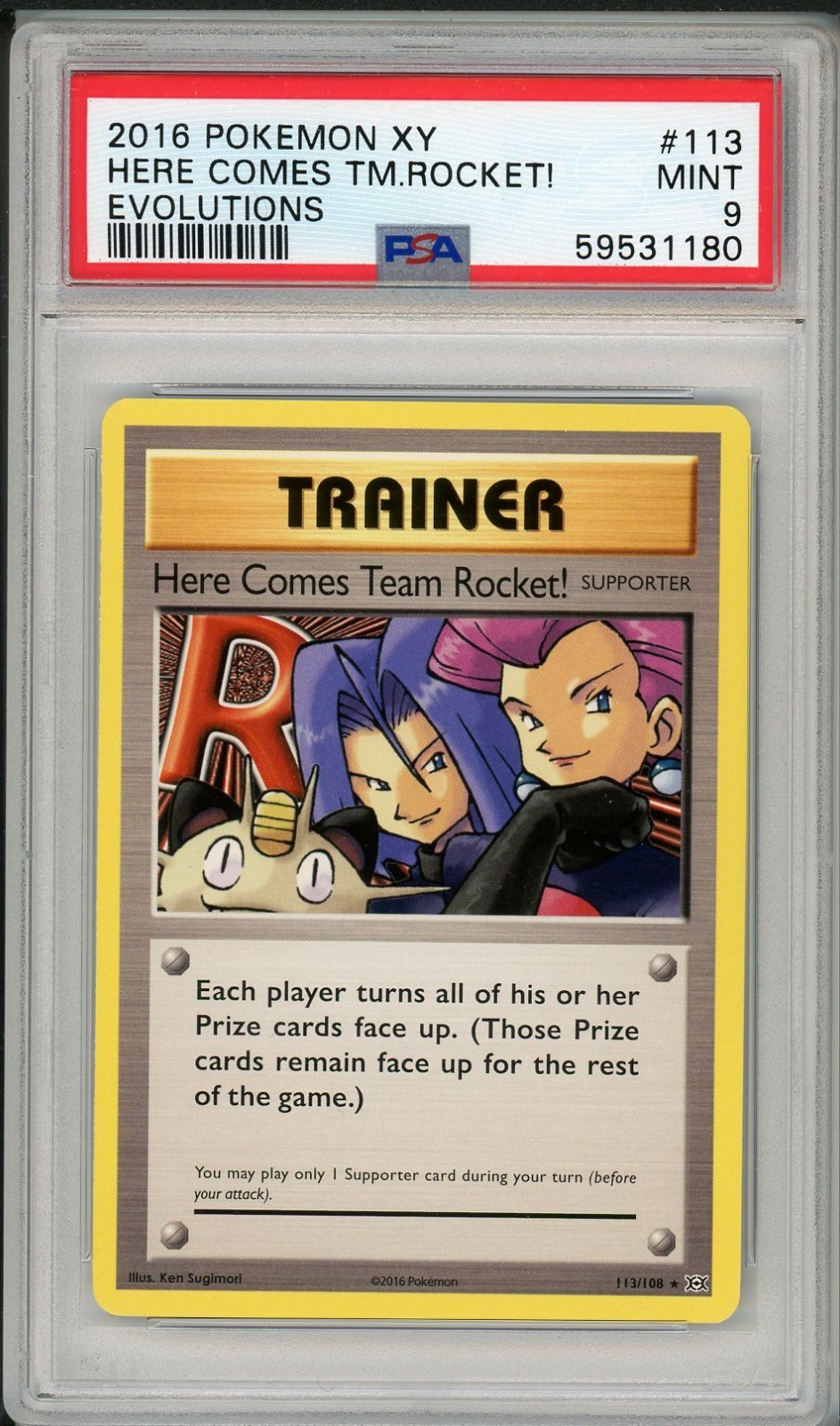 2016 Pokemon XY Evolutions Here Comes Team Rocket #113 PSA 9 2016 Pokemon XY Evolutions Here Comes Team Rocket #113 PSA 9