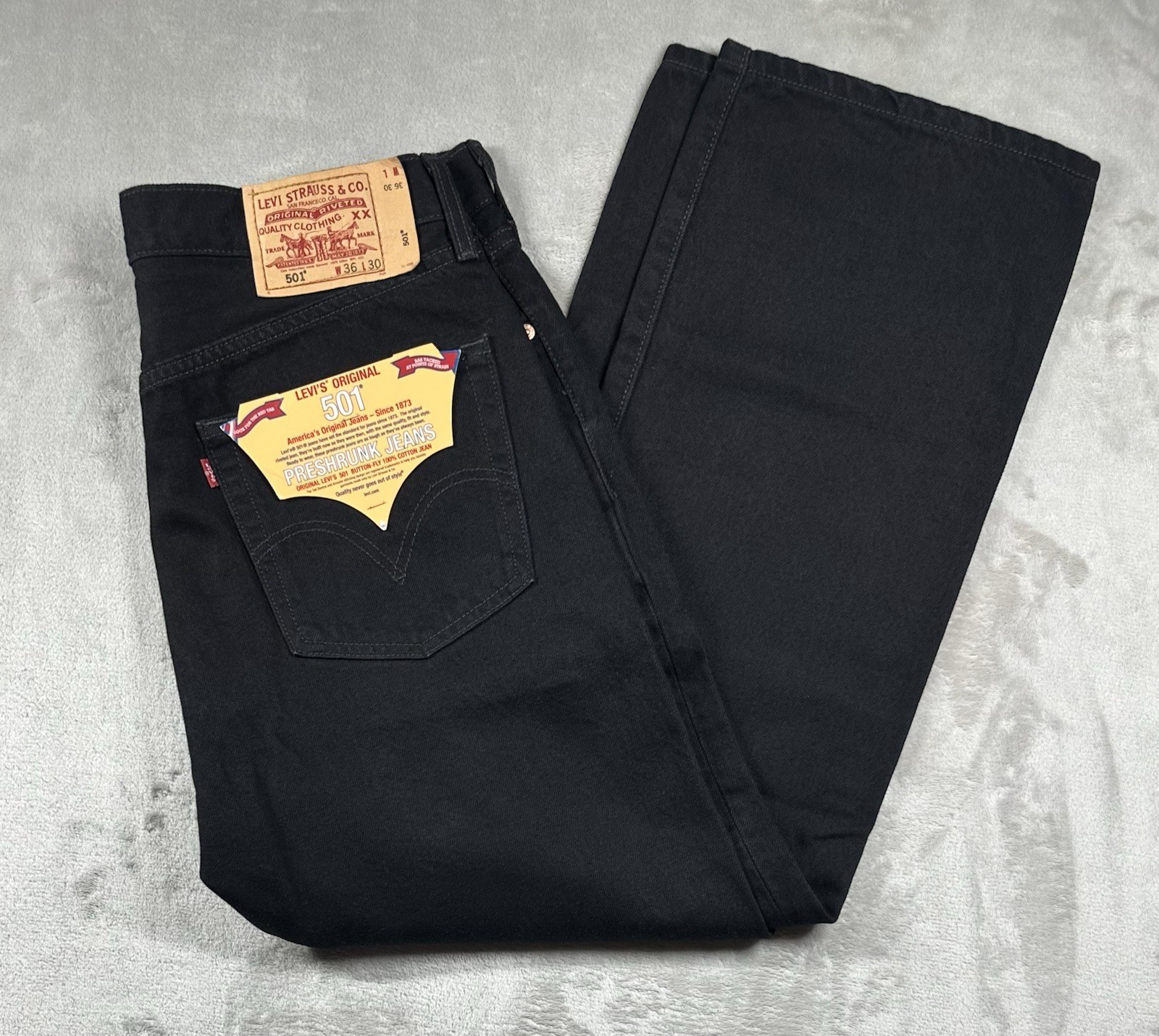 Levi’s 501xx Jeans Mens’s 36x30 (Actual 34x29) Black Button Fly 2000s 2007 New