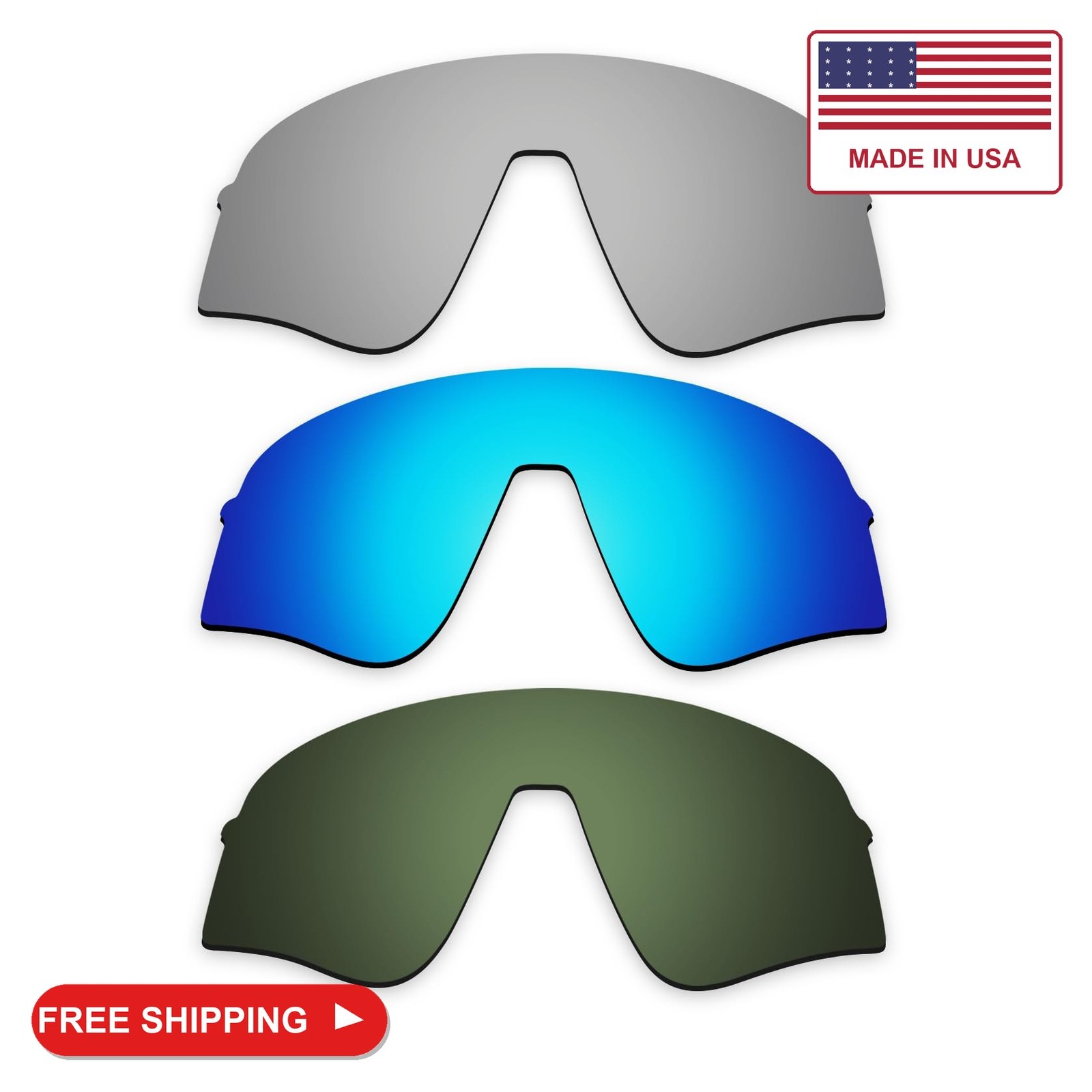 Alphax 3 Pcs Titanium & Ice Blue & Green Polarized Replacement Lenses for Oakley