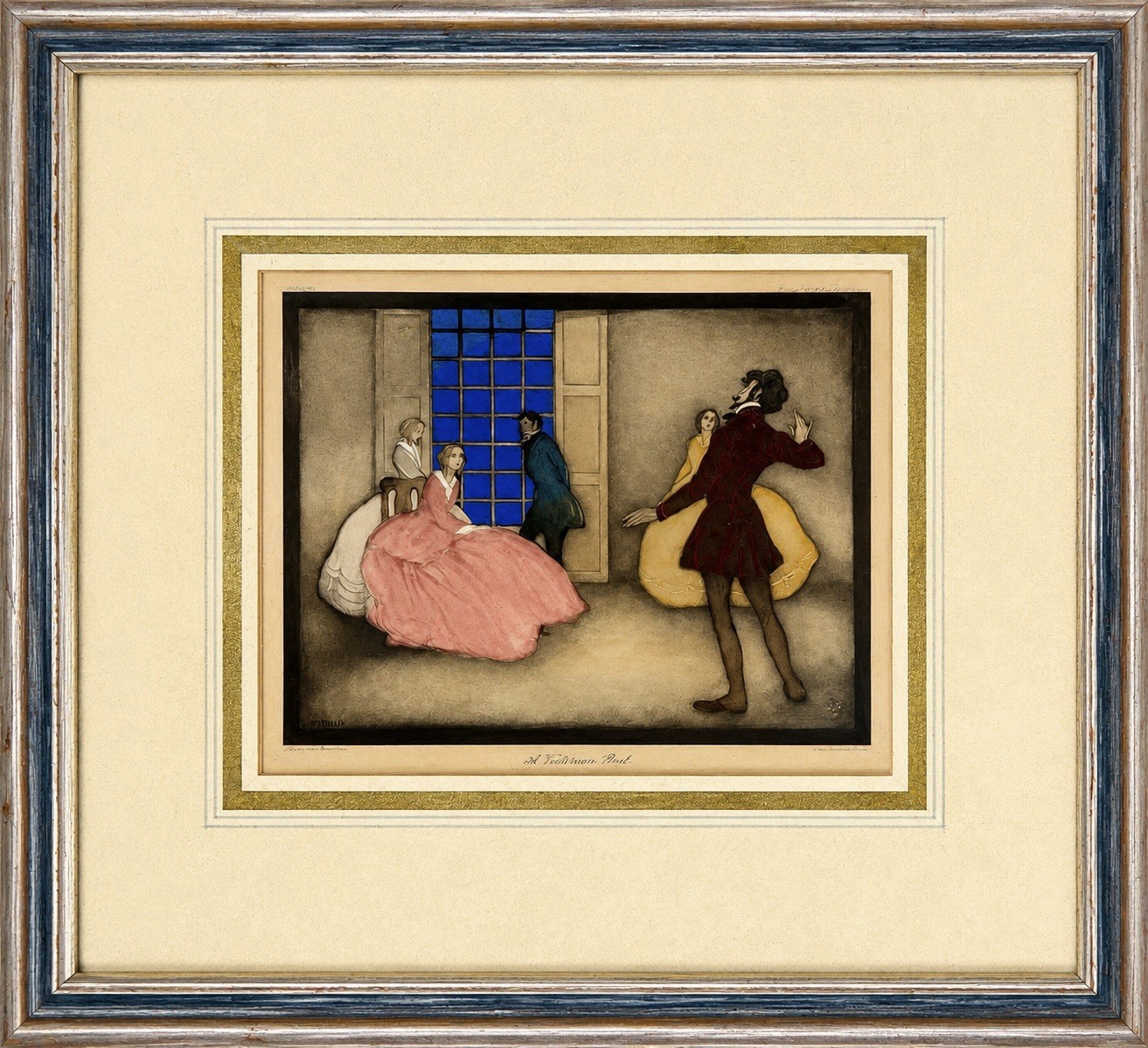 Antique Raphael Tuck Jennie Harbour “A Victorian Poet” Framed Print Art