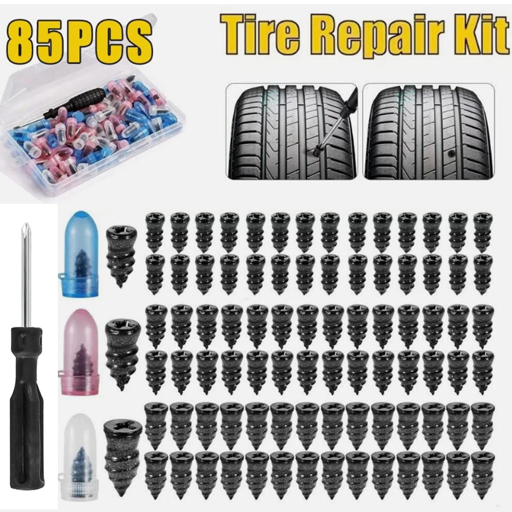 100PCS Tire Repair Screws Kit With Screwdriver 3 Sizes Rubber Plugs Flat Tires 100PCS Tire Repair Screws Kit With Screwdriver 3 Sizes Rubber Plugs Flat Tires