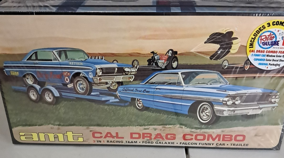 AMT Cal Drag Combo Model Kit 1/25 Scale 3 in 1 Galaxie, Falcon and Trailer AMT Cal Drag Combo Model Kit 1/25 Scale 3 in 1 Galaxie, Falcon and Trailer