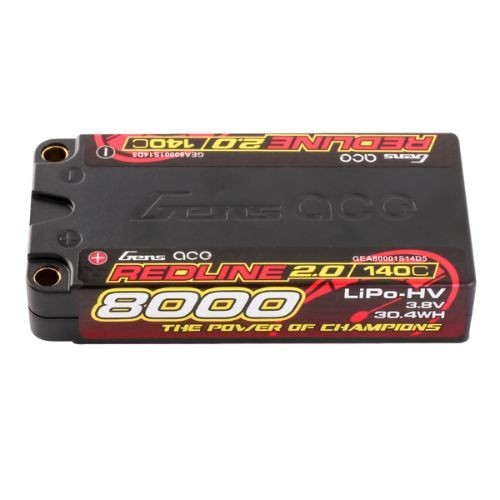 Gens ace 8000mAh 1S 3.8V 140C Redline 2.0 Series Lipo Battery with 5.0mm Bullet