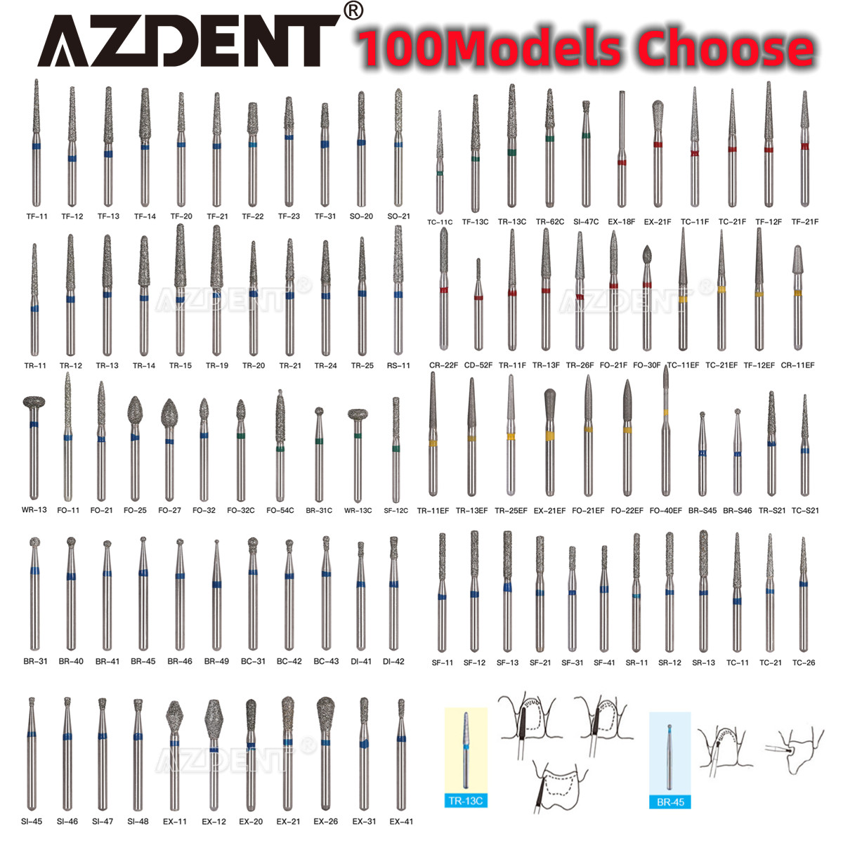 100Pcs/20Box AZDENT Dental Diamond Burs Drill For High Speed Handpiece FG 1.6mm 100Pcs/20Box AZDENT Dental Diamond Burs Drill For High Speed Handpiece FG 1.6mm