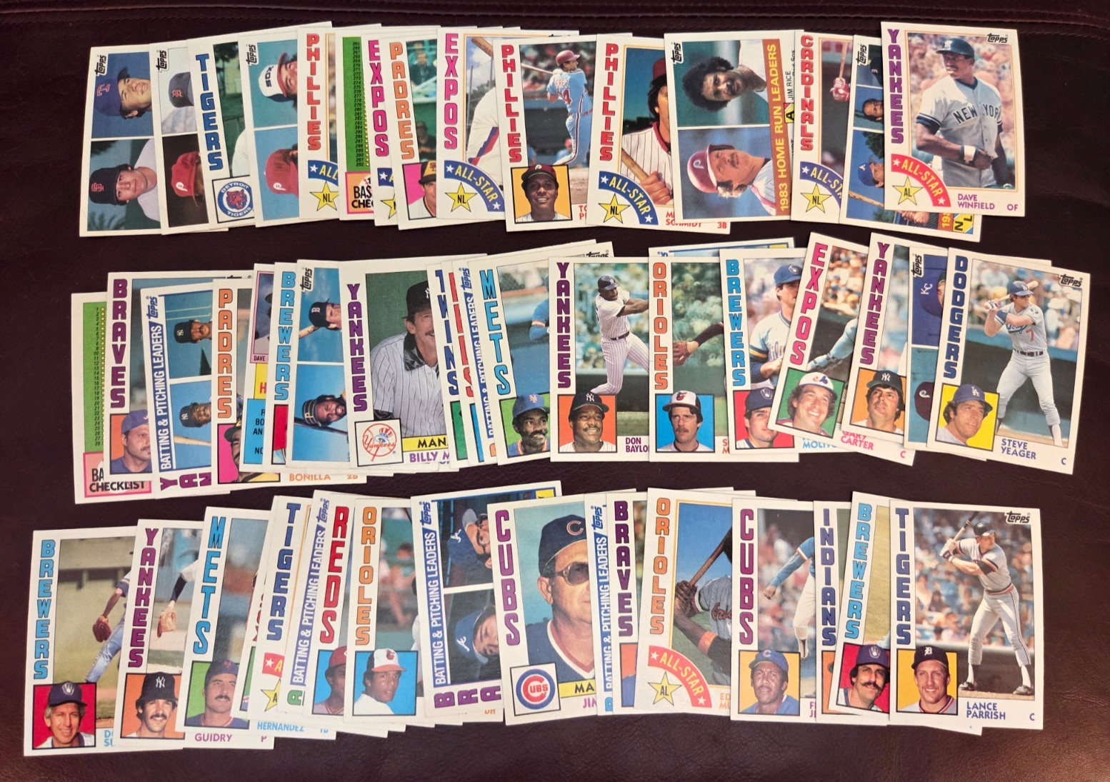 1984 Topps Baseball 50 Card Lot HOF, Super Stars, Simi Stars, Leaders, RC No DUP
