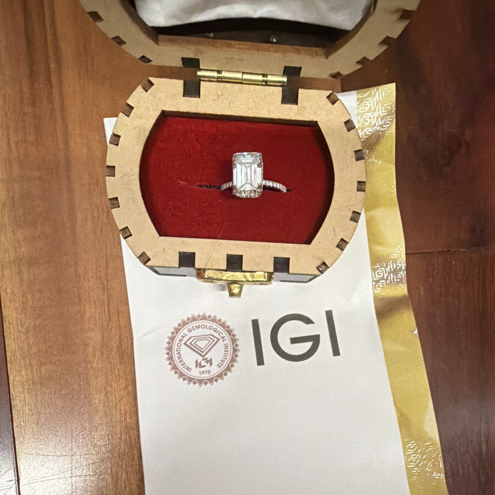 IGI Certified Diamond Emerald Shape 10k White Gold Engagement Ring 6. 4 carats IGI Certified Diamond Emerald Shape 10k White Gold Engagement Ring 6. 4 carats