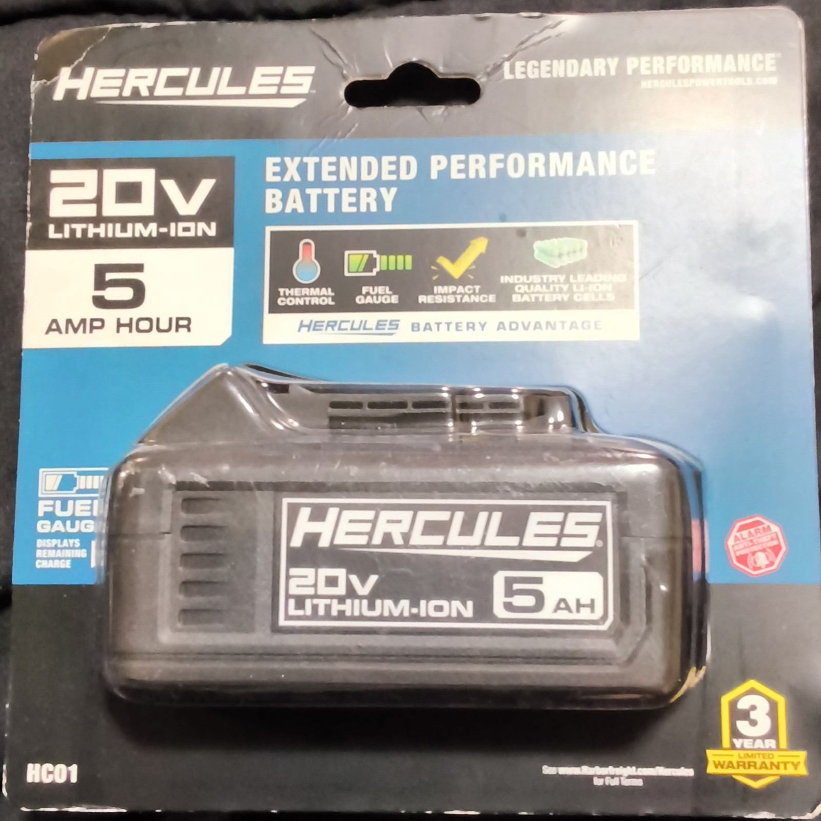 Hercules 20V Lithium-ion 5.0Ah Extended Performance XP Battery - Blue