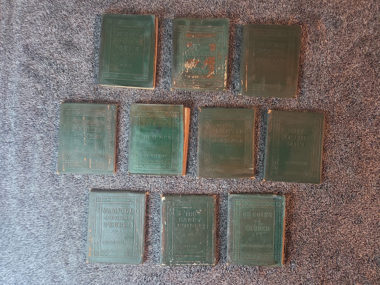 Antique 1920’s Little Leather Library Miniature Books Green Lot Of 10 G
