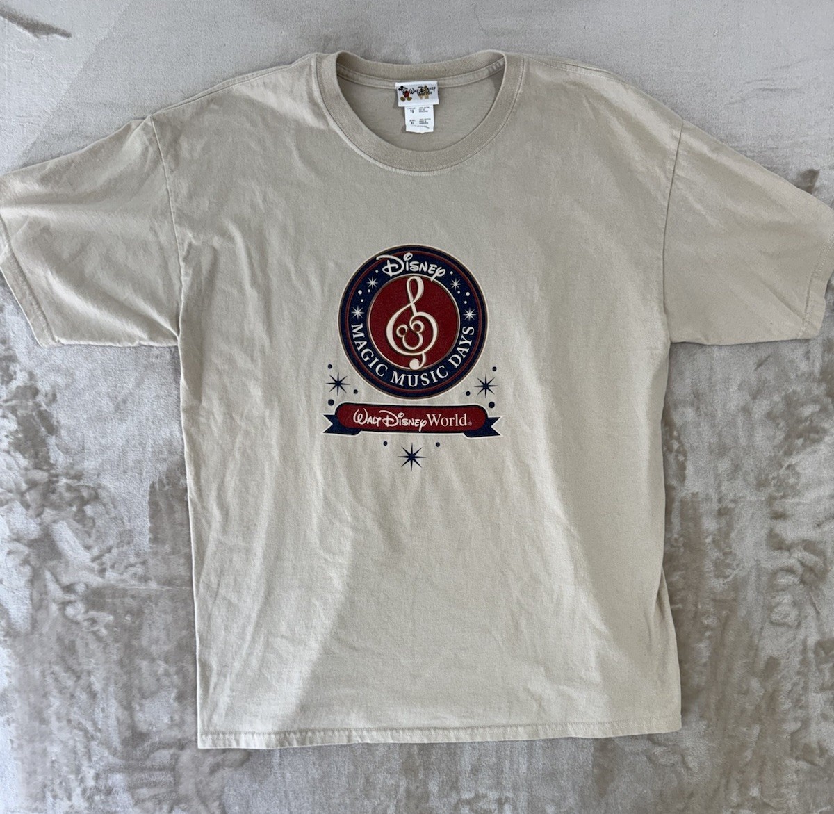 Vintage Walt Disney World Magic Music Days T Shirt XL Mickey Mouse Beige