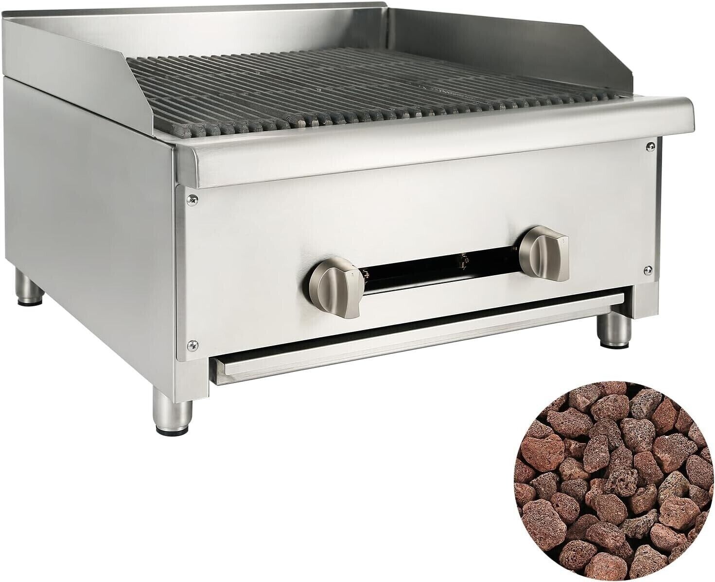 24\'\' Commercial Charbroilers W/Lava Rock 2 Burners Restaurant Equipment BBQ