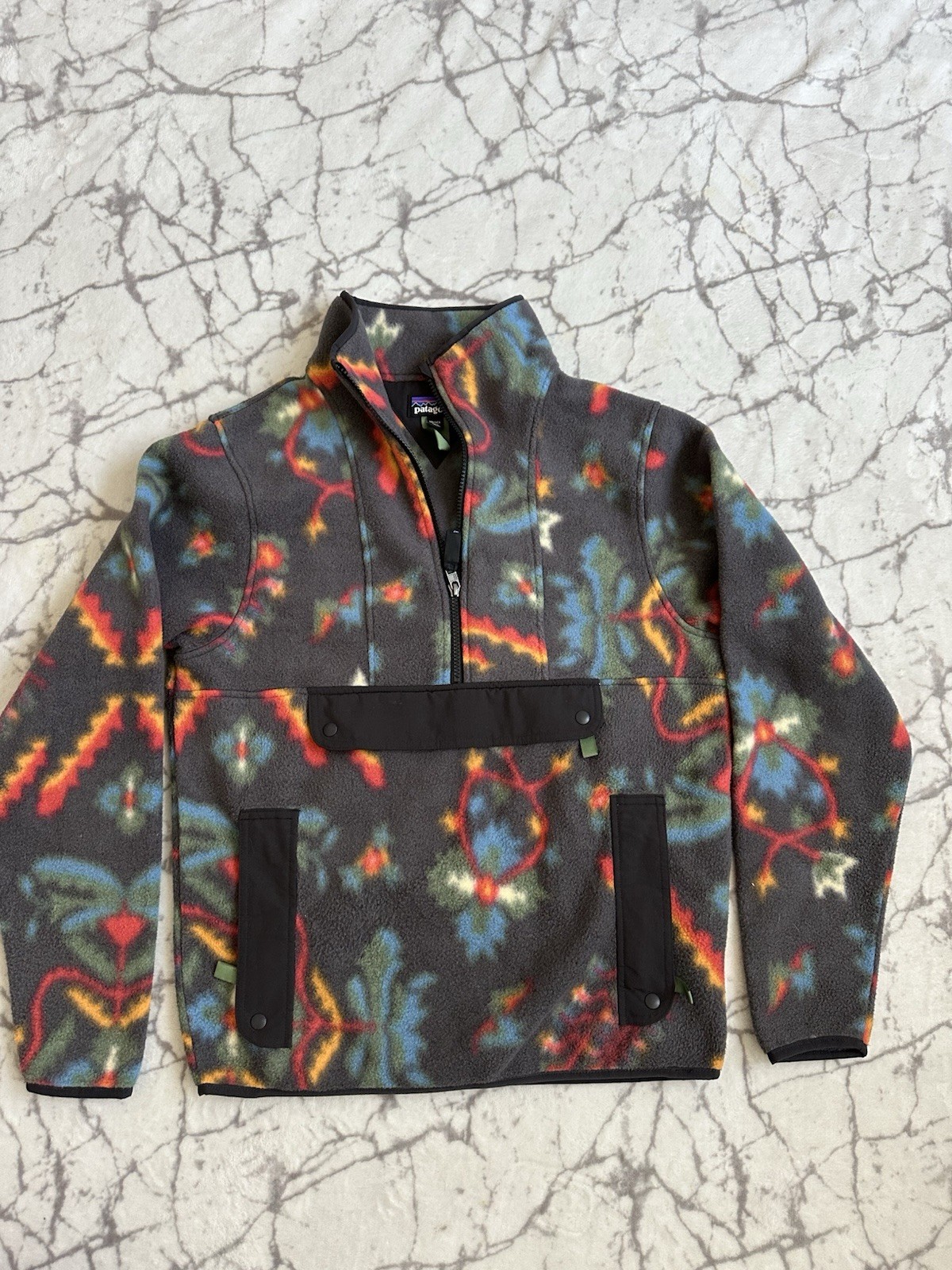 Patagonia Synchilla Anorak Fleece Pullover Unisex S/M Aztec Forest Floor Jacket Patagonia Synchilla Anorak Fleece Pullover Unisex S/M Aztec Forest Floor Jacket