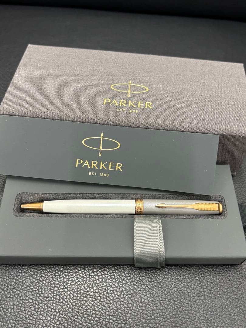 Excellent PARKER Sonnet Pearl Gray Ballpoint Pen Vintage Classic