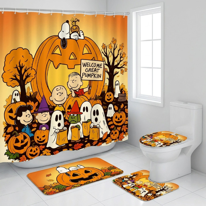 Peanuts Snoopy Halloween Shower Curtain or Bathroom Set Pumpkin Fall Decor BH202 Peanuts Snoopy Halloween Shower Curtain or Bathroom Set Pumpkin Fall Decor BH202