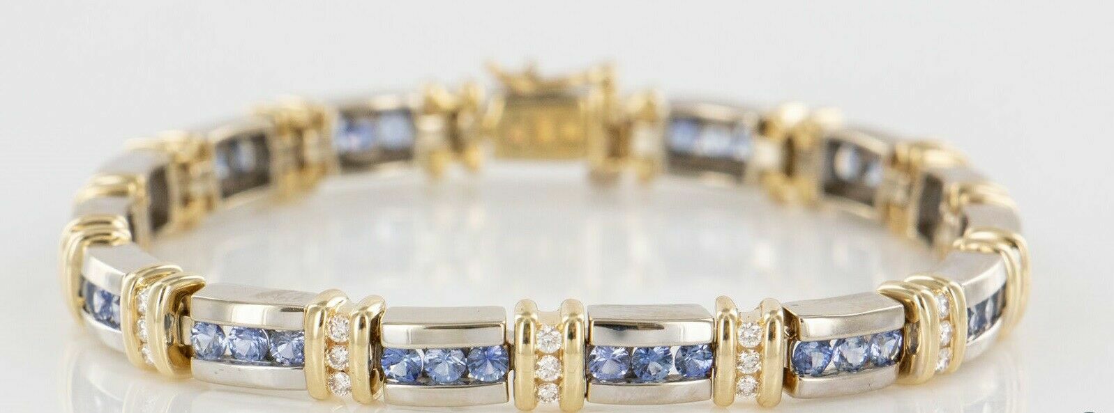 10Ct Round Cut Tanzanite 14K Two-Tone Gold Plated Exclusive Tennis Bracelet