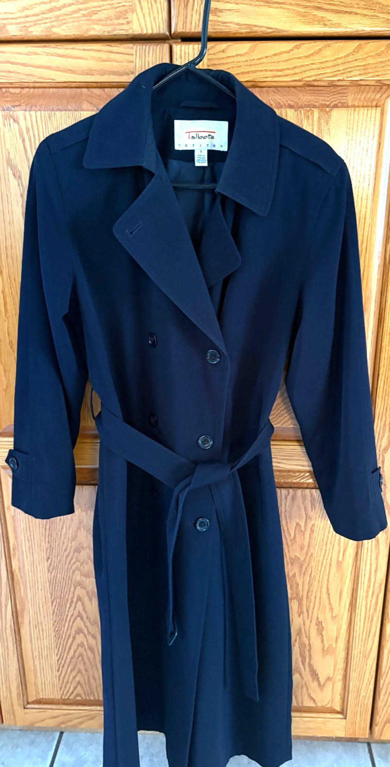 Talbots Navy Trench Coat Belted Lined Sz 6P 45\ Talbots Navy Trench Coat Belted Lined Sz 6P 45\