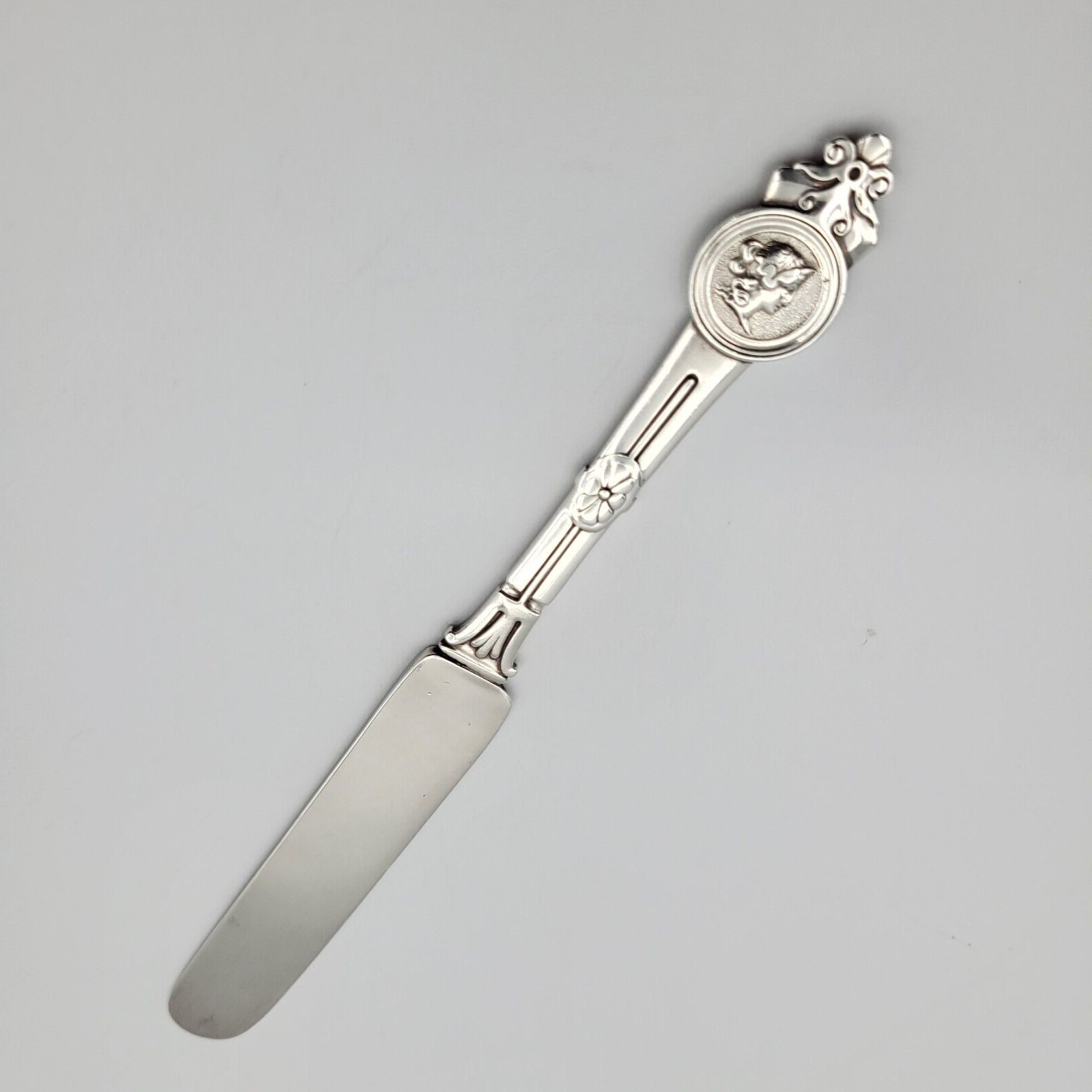 TIFFANY & CO Antique Sterling Silver Dessert Knife PAT 1864 Gorham Medallion