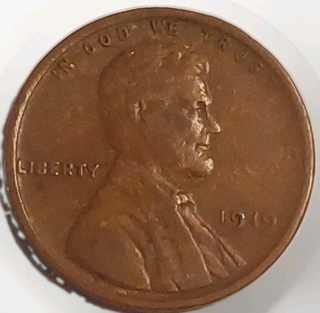 1919 P Lincoln Wheat Penny Copper Cent Very Fine Brown Condition Free Post 