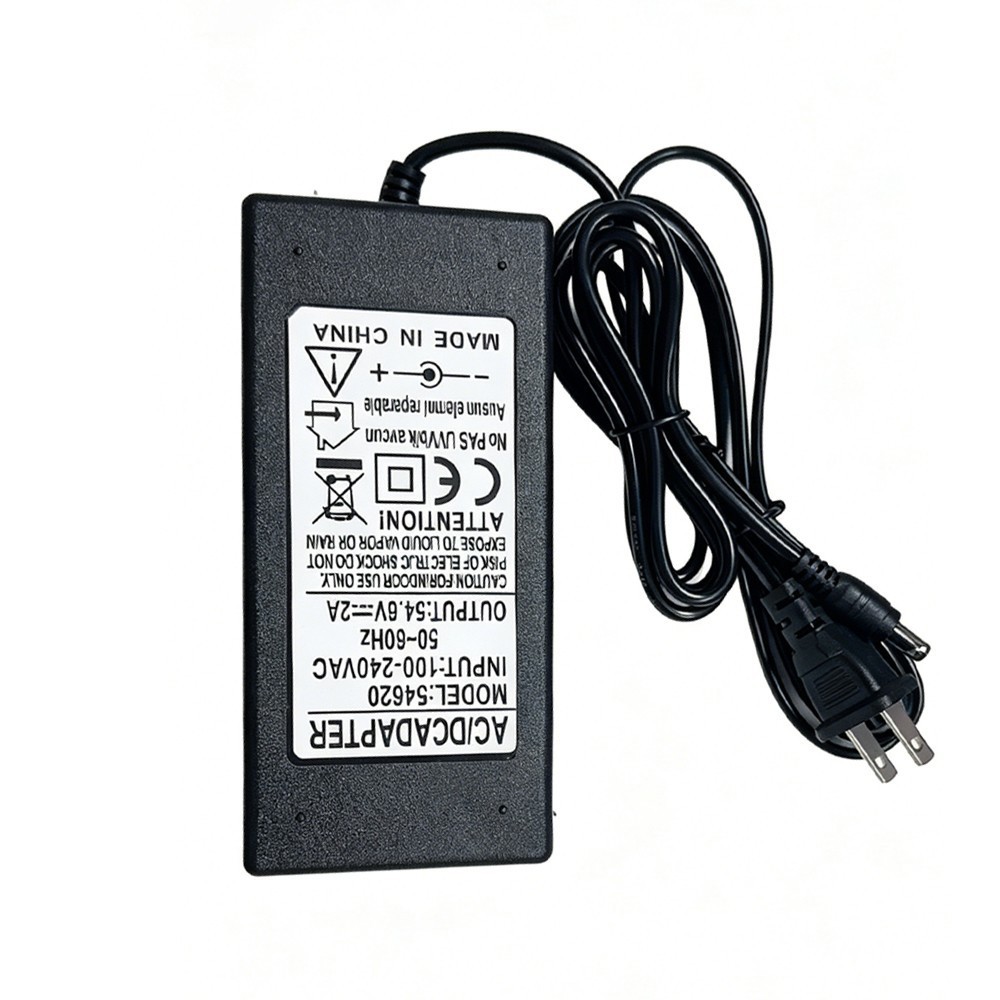 54.6V 2A Power Battery Charger DC 5.5*2.1mm Power Adapter 48V L1thium Battery US
