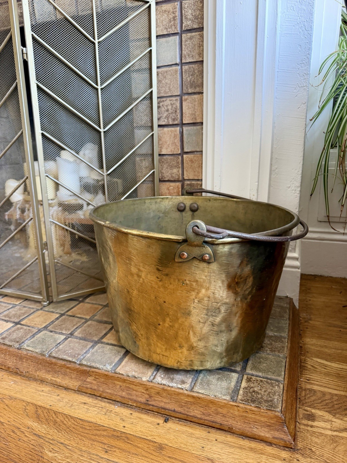 Antique Brass Swing Kettle Large Antique Brass Swing Kettle Large