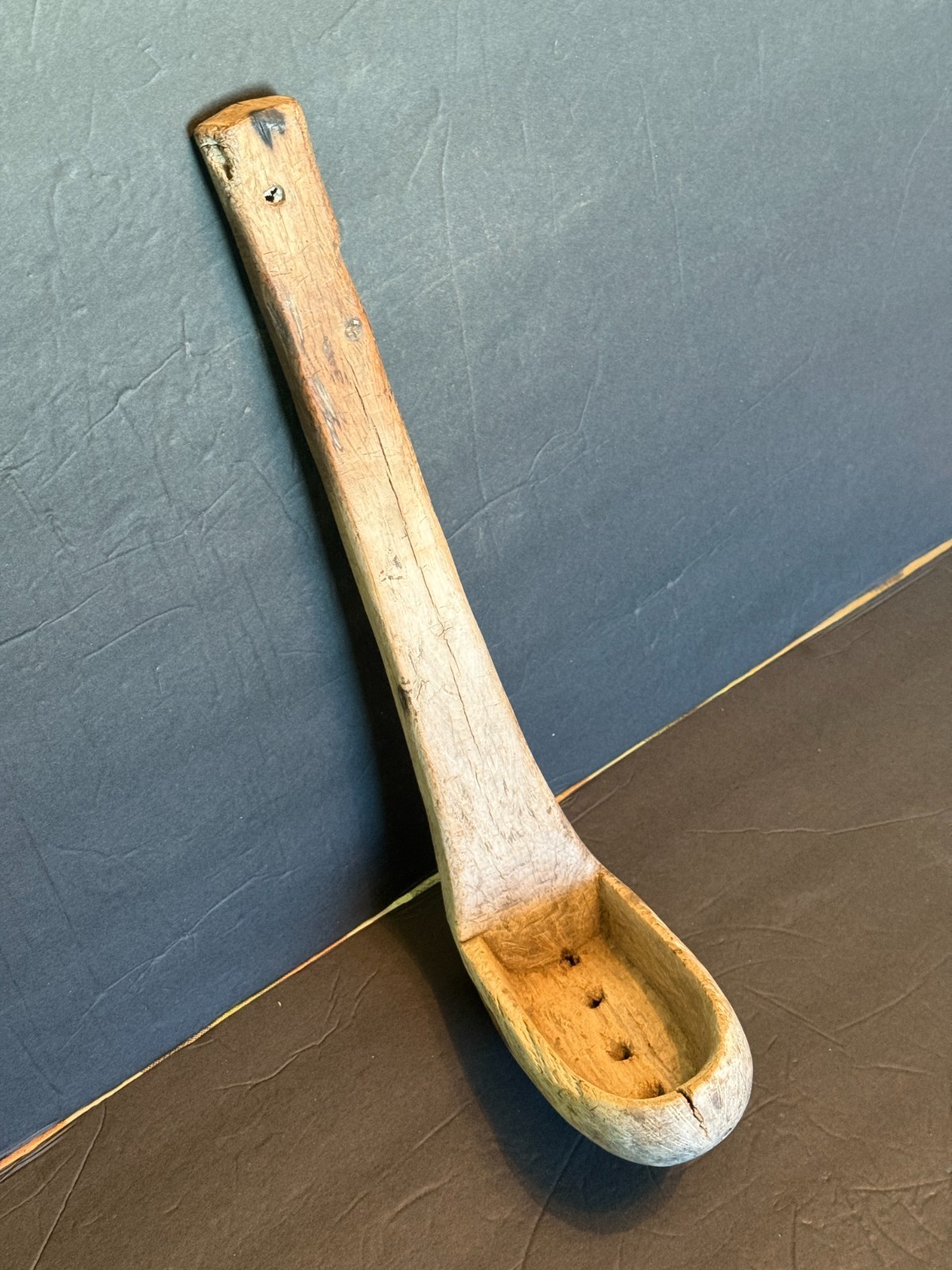 Antique Hand Carved Wooden Skimmer Ladle 19th C. Primitive Dairy Curd Dipper Antique Hand Carved Wooden Skimmer Ladle 19th C. Primitive Dairy Curd Dipper