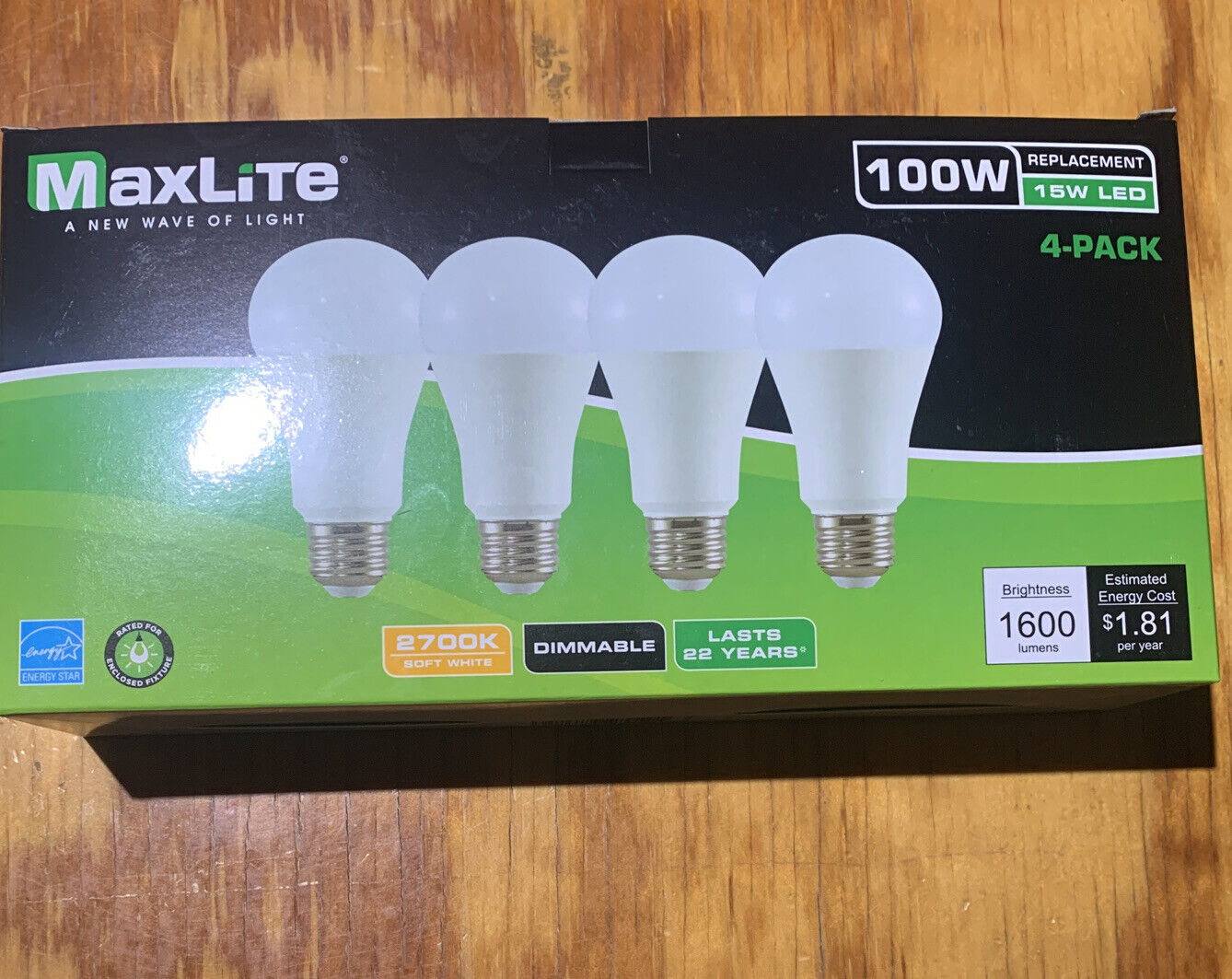 4 Light Bulbs 15W LED  100W Replacement CLF Bulb Soft White 2700k Dimmable E26