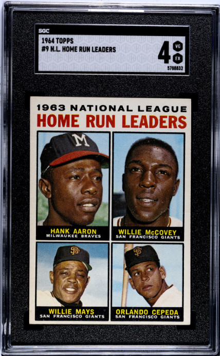 1964 Topps #9 N.L. Home Run Leaders SGC 4 Hank Aaron Willie Mays Cepeda McCovey