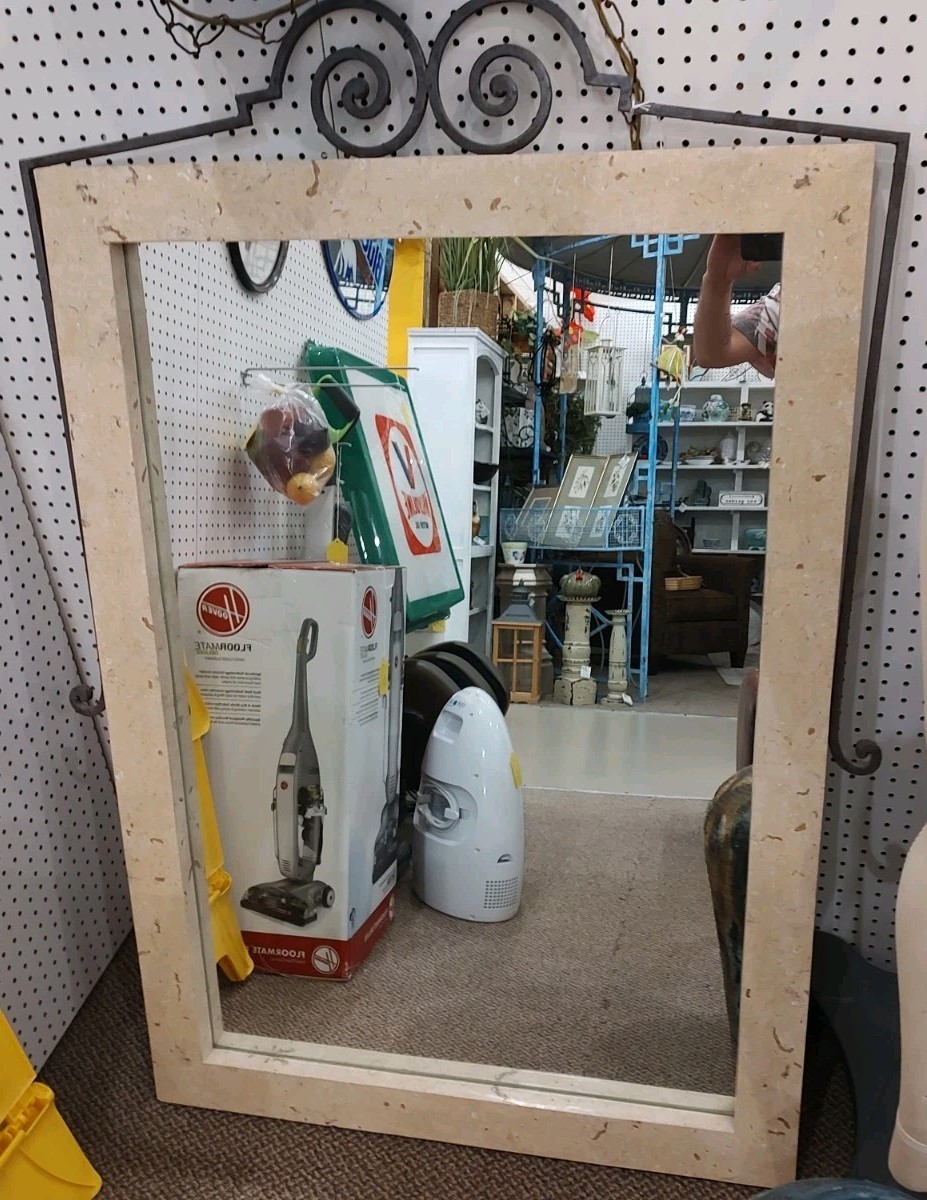 Large 3 Ft By 4 Ft Vintage Marble Mirror With Cast Iron Large 3 Ft By 4 Ft Vintage Marble Mirror With Cast Iron