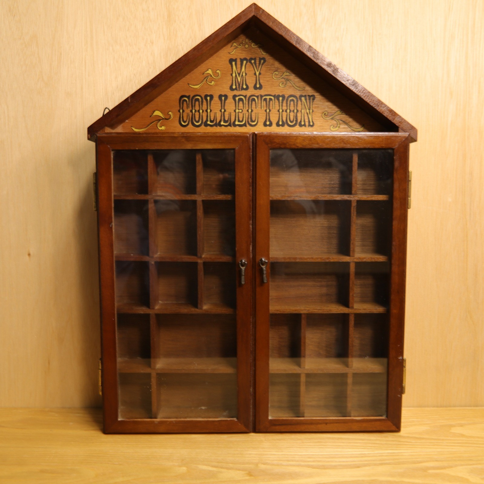 Vtg  1981 Enesco Wood Shadow Box My Collection Glass Display Case Trinket Box 