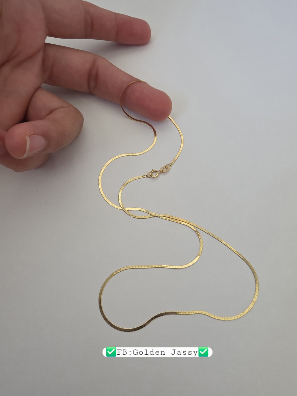18K Real Gold Flat Chain 15.5\