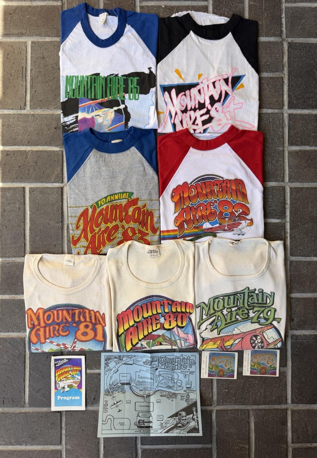 Vintage 1970s 80s Mountain Aire Tour Band Shirt Lot With Concert Ticket Program