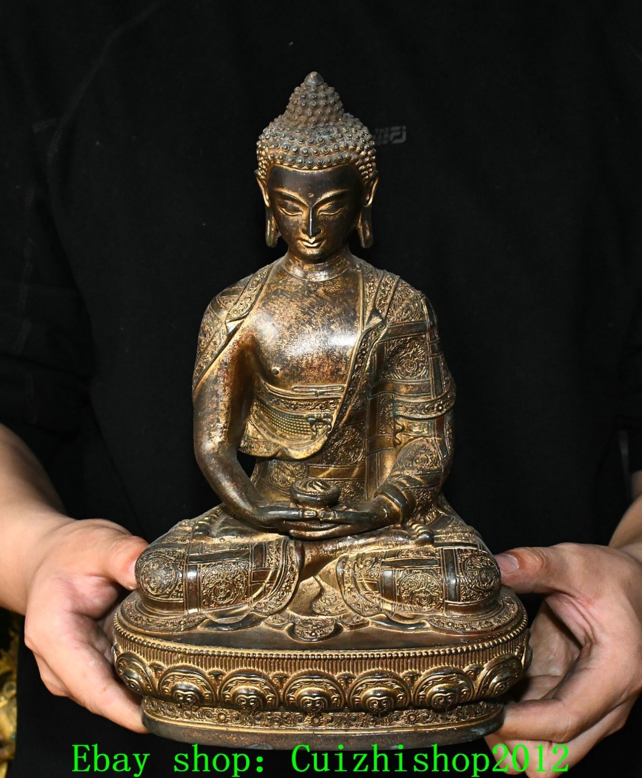 12.2\'\' Old Tibet Pure Bronze Gilt Shakyamuni Sakyamuni Amitabha Buddha Statue 12.2\'\' Old Tibet Pure Bronze Gilt Shakyamuni Sakyamuni Amitabha Buddha Statue