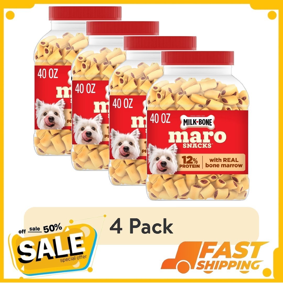 (4 pack) Milk Bone MaroSnacks Small Dog Treats with Real Bone Marrow, 40 oz Can