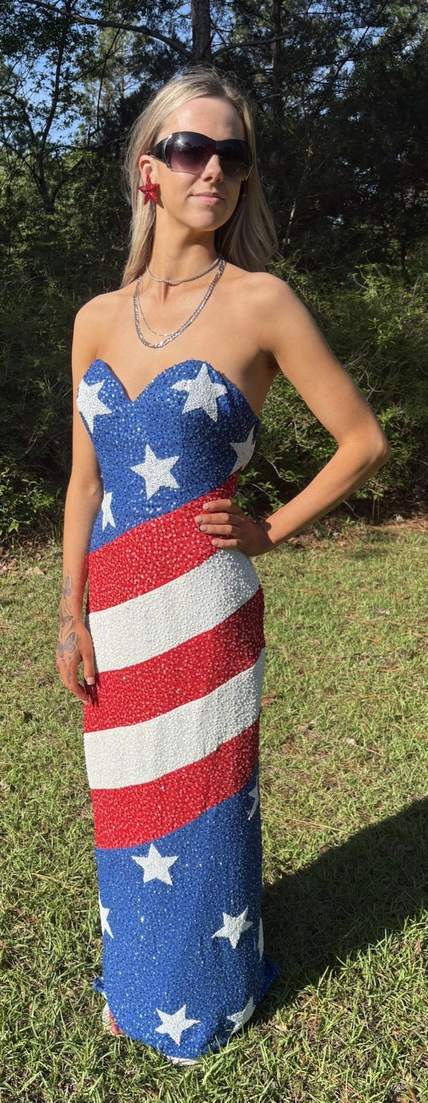 Mike Benet PATRIOTIC Sequin Gown NWTags STUNNING