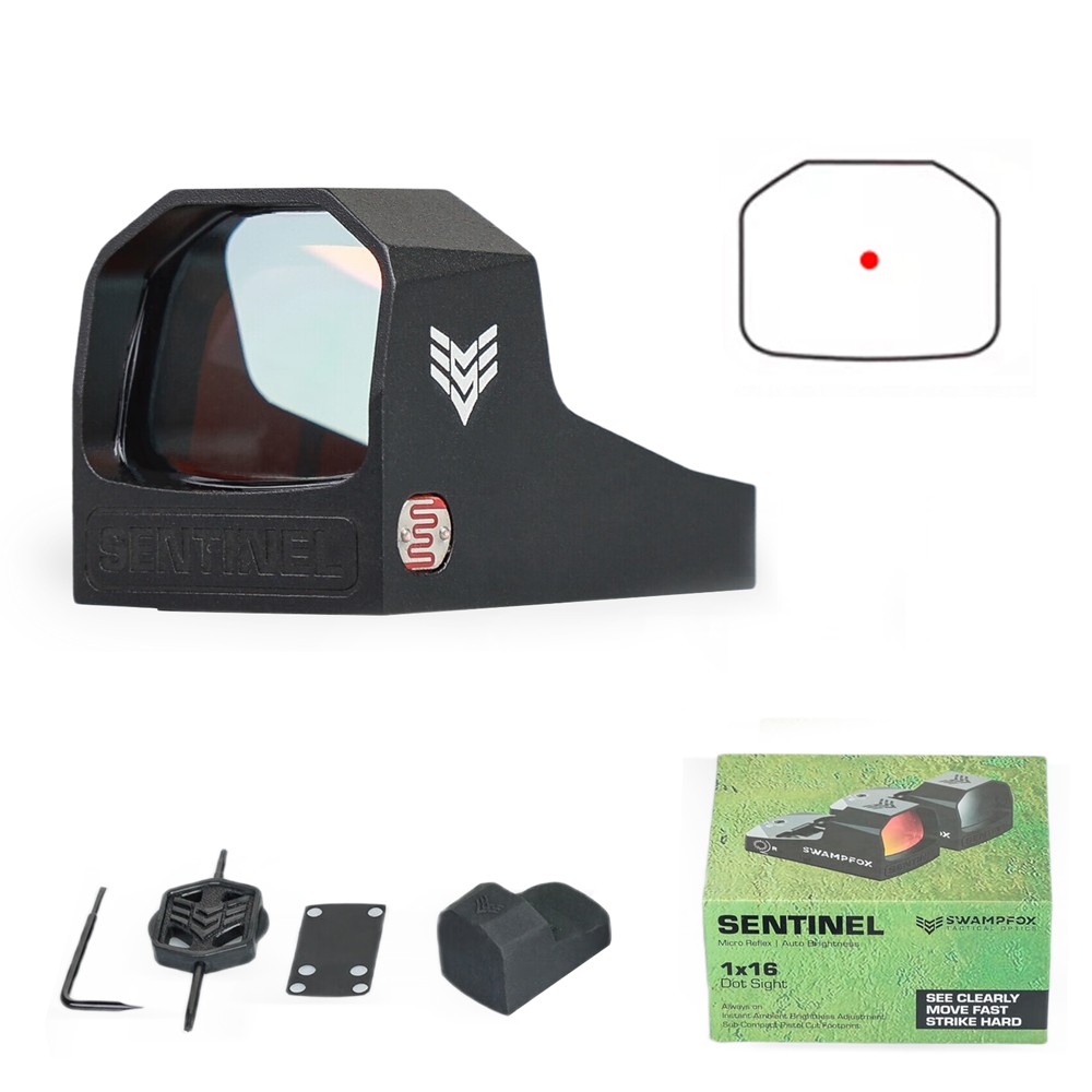 Swampfox Sentinel 1x16 Red/Green Dot Reflex Sight For RMSc-3 MOA Auto Brightness Swampfox Sentinel 1x16 Red/Green Dot Reflex Sight For RMSc-3 MOA Auto Brightness