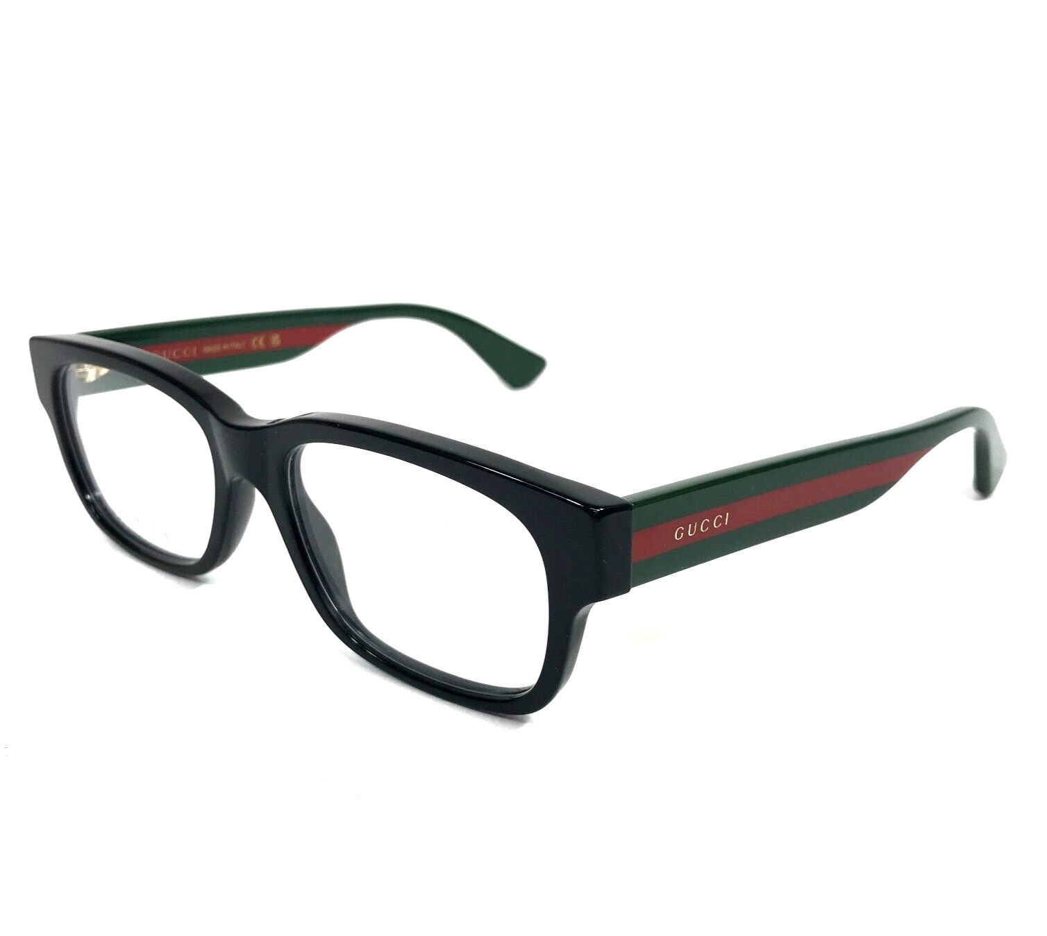 Gucci Eyeglasses Frames GG0343O 001 Black Red Green Striped Full Rim 53-18-150