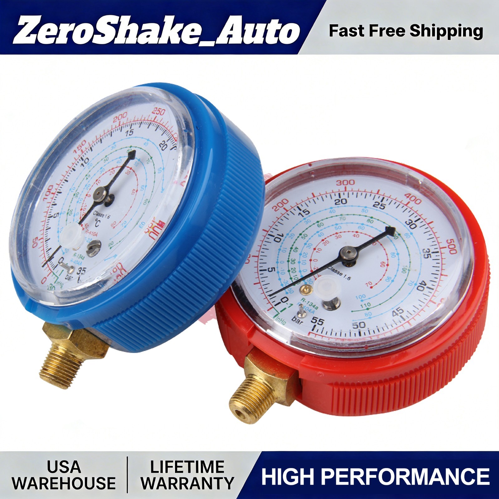 HVAC A/C Air Refrigeration High & Low Pressure Gauge Set for R410A R134A R22