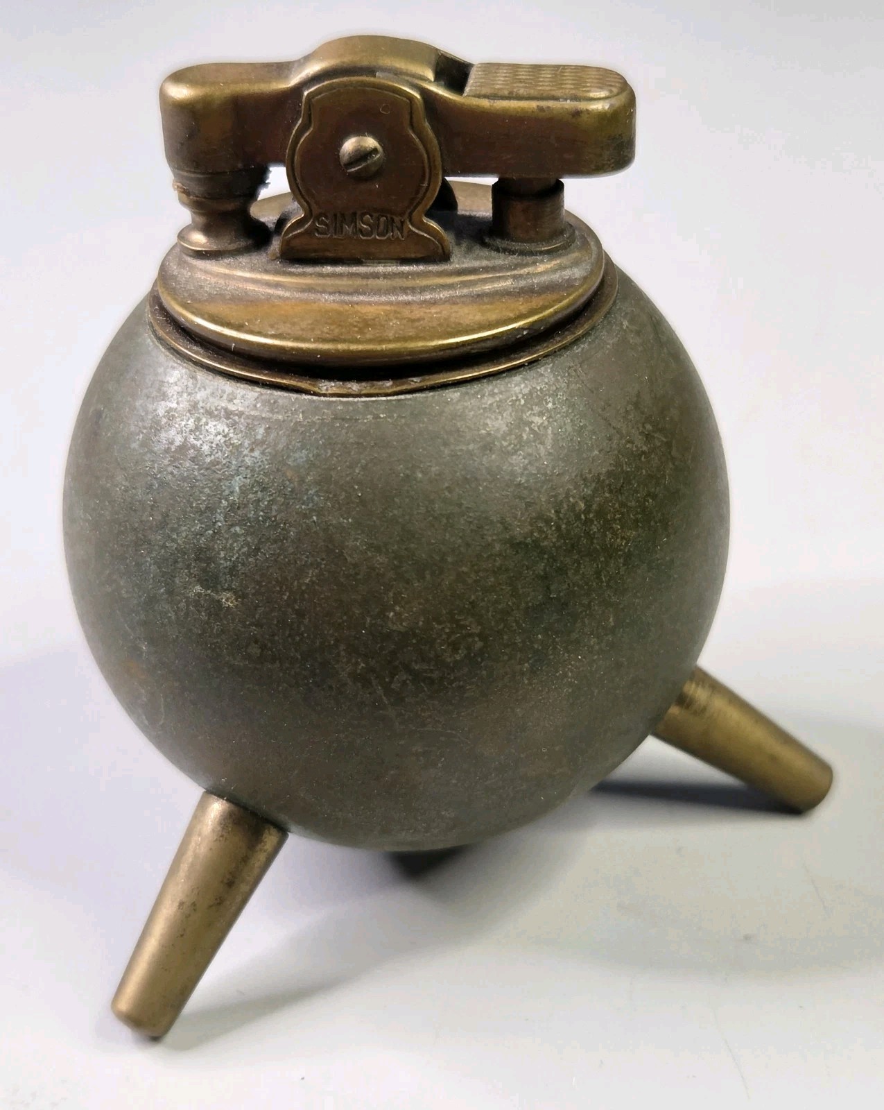 Vintage Simson Tripod Brass Table Cigarette Lighter MCM Atomic Vintage Simson Tripod Brass Table Cigarette Lighter MCM Atomic