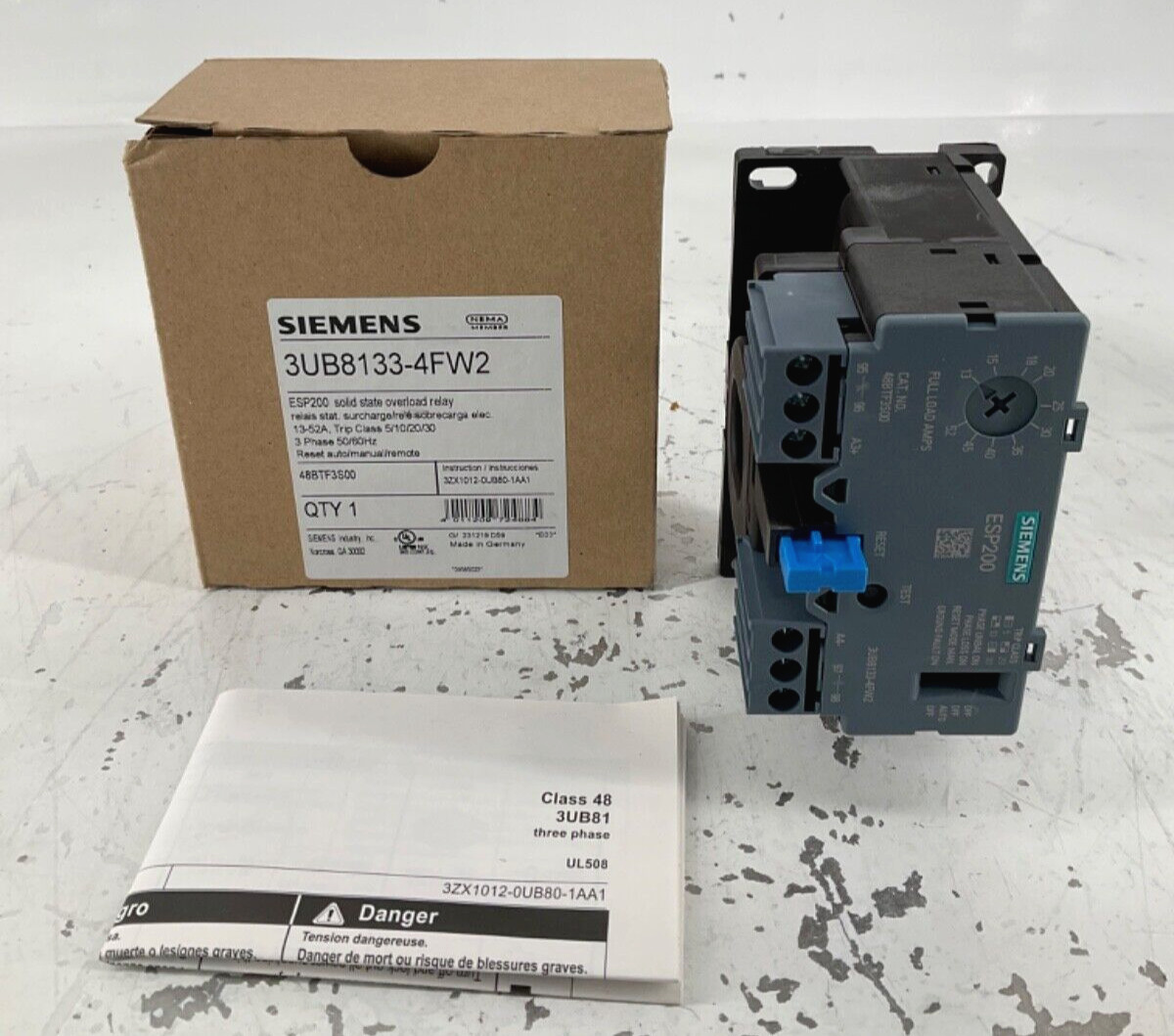 NEW SIEMENS 3UB81334FW2 SOLID STATE OVERLOAD RELAY 13-52A 3PH TRIP 5/10/20/30