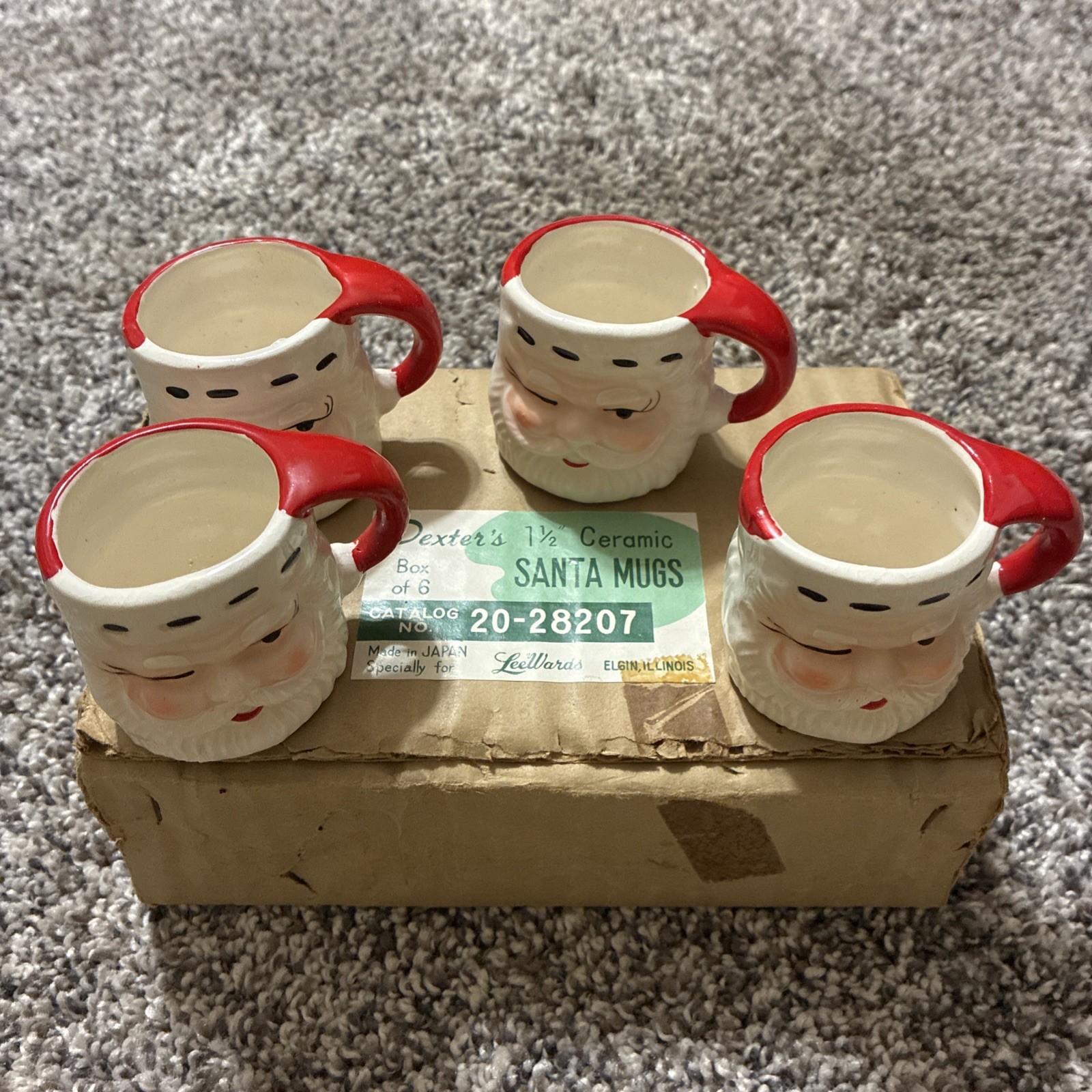 4 Vintage Dexter's Ceramic Santa Mugs Japan 1.75 4 Vintage Dexter's Ceramic Santa Mugs Japan 1.75
