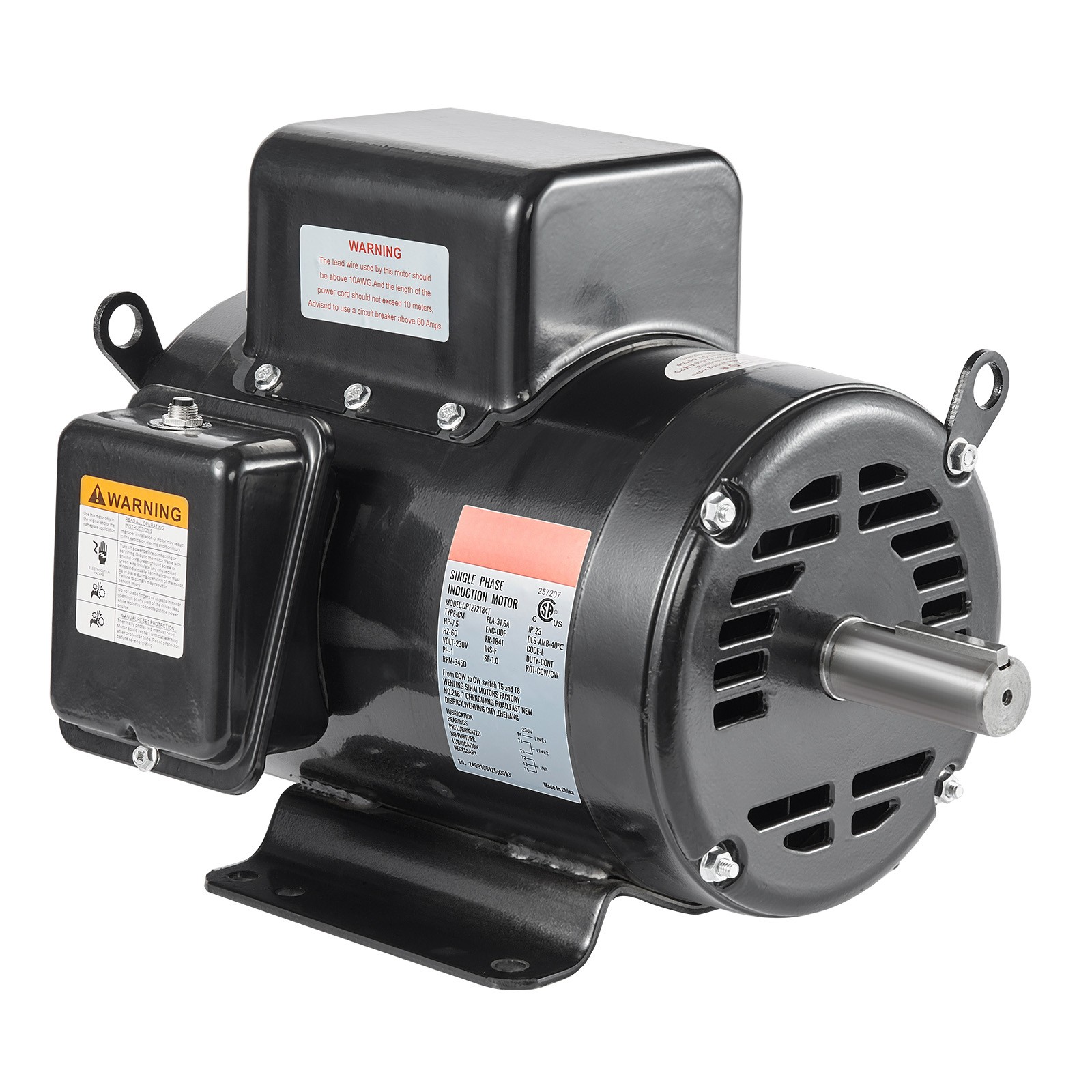 Uimoso 7.5HP Air Compressor Electric Motor 230V 3450RPM 184T Frame CW/CCW Rotate Uimoso 7.5HP Air Compressor Electric Motor 230V 3450RPM 184T Frame CW/CCW Rotate