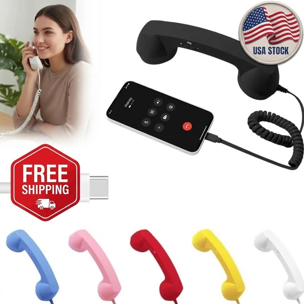 Retro Phone Handset,Retro Phone Handset for iPhone and Android,Type-C for Phones