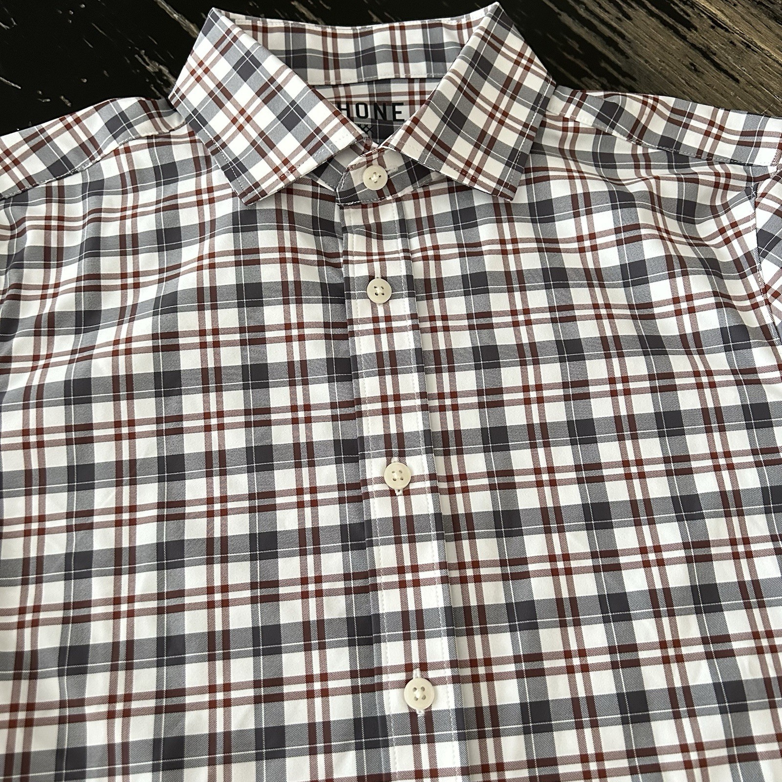 Rhone State of Mind Shirt Mens XXL Slim Fit Performance Plaid Commuter Button Up Rhone State of Mind Shirt Mens XXL Slim Fit Performance Plaid Commuter Button Up
