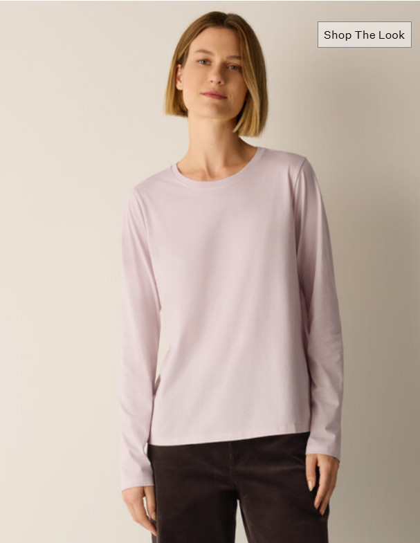 EILEEN FISHER Organic Pima Cotton Jersey Long-Sleeve Tee - PEARLESCENT EILEEN FISHER Organic Pima Cotton Jersey Long-Sleeve Tee - PEARLESCENT