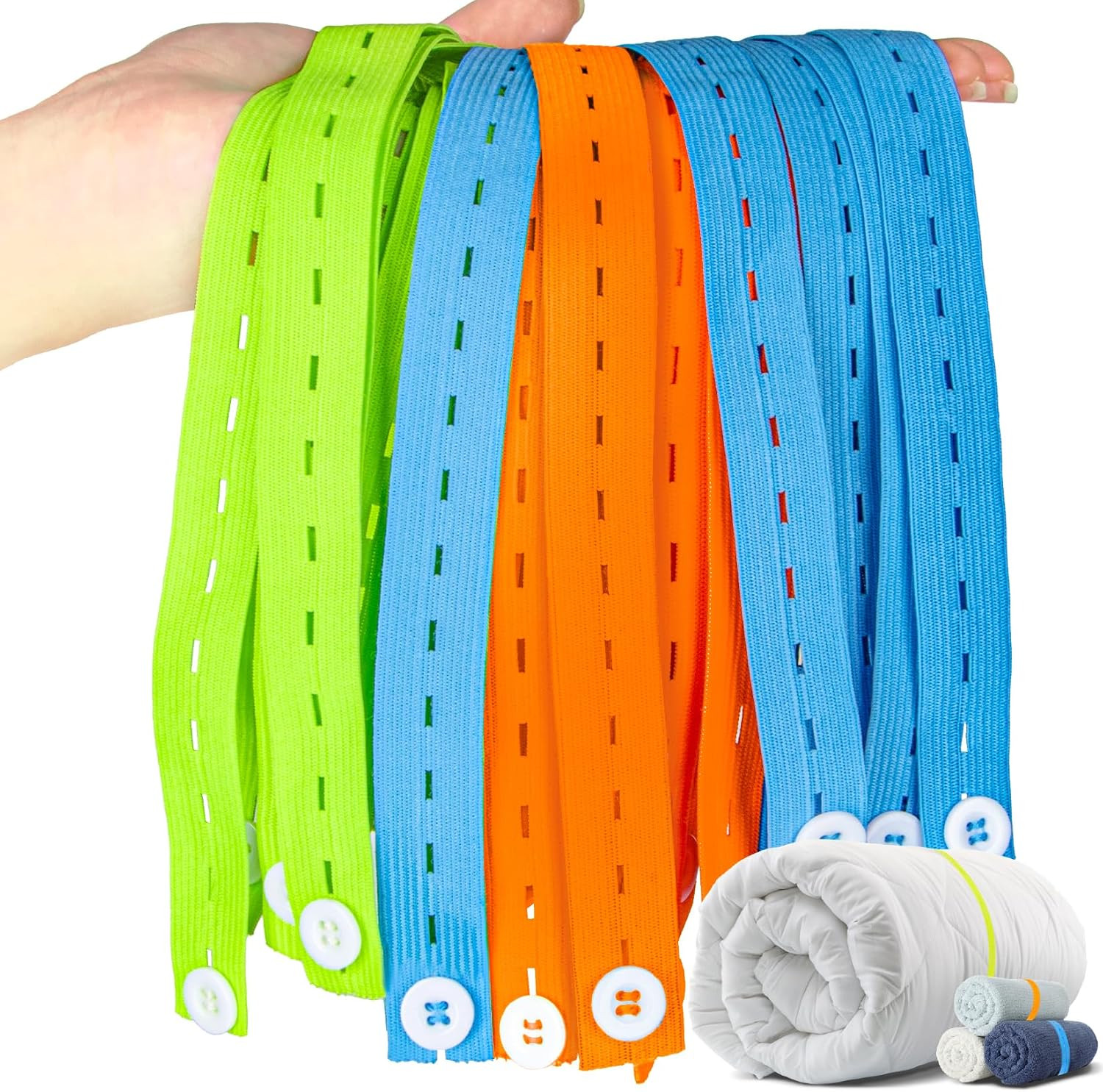 RAINFLOW 30PCS Sheet Bands for Organizing - Adjustable Bed Sheet Organizer | Ela RAINFLOW 30PCS Sheet Bands for Organizing - Adjustable Bed Sheet Organizer | Ela